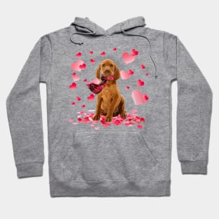 Vizsla Hearts Love Happy Valentine's Day Hoodie